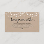 Rustikale String Lights, Kraft, Honeymoon Wish Begleitkarte<br><div class="desc">Das ist der moderne Rustikale Bauernhof Brown Kraft,  String Lights Design,  Black Script Minimalismus,  Schriftzeichen Schriftart,  Wedding Enclosure Card. Sie können die Farben des Schriftartes ändern und Ihre Hochzeitsdetails in den entsprechenden Schriftart / Schrift hinzufügen. #TeeshaDerrick</div>