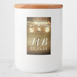 Rustikale String Lights Mason Jars Barn Wood Lebensmitteletikett