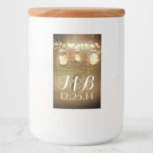 Rustikale String Lights Mason Jars Barn Wood Lebensmitteletikett