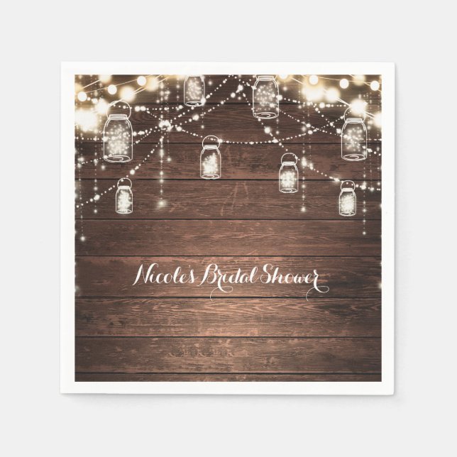 Rustikale String Lights Mason Jars Lace Country Gl Serviette (Vorderseite)