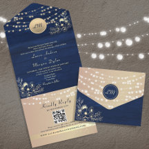 Rustikale String Lights Navy Blue Wedding