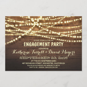 Rustikale String Lights Romantische Engagement-Par Einladung