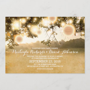 Rustikale String Lights Romantische Hochzeitseinla Einladung