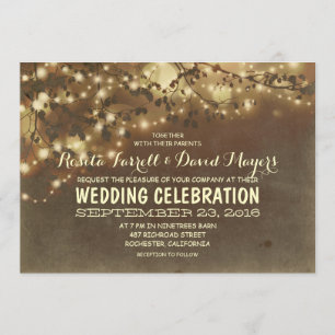 Rustikale String Lights Romantische Hochzeitseinla Einladung