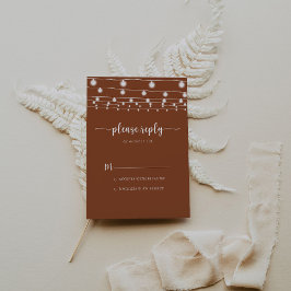 Rustikale String Lights Terracotta Calligraphy UAW RSVP Karte