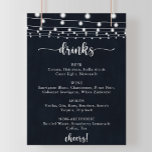 Rustikale String lights Wedding Drinks Menü Signie Poster<br><div class="desc">Diese rustikale Saite leuchtet Hochzeitsgetränke Menü-Zeichen ist perfekt für eine einfache Hochzeit. Das Design zeichnet sich durch schöne handbemalte Saitenleuchten in dunkelblauem Hintergrund aus.</div>