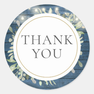 Rustikale Stringlichter Hochzeitsfeier Favor Runder Aufkleber