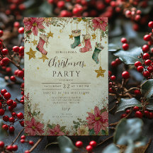 Rustikale Strumpf und Poinsettias Weihnachten