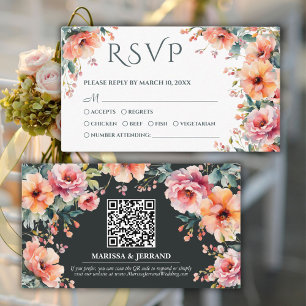 Rustikale Südblütenhochzeit QR Mini RSVP Karte