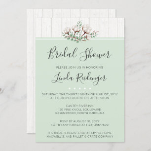 Rustikale Südliche Baumwolle Brautdusche Einladung