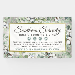 Rustikale Südliche Watercolor-Baumwolle und botani Banner