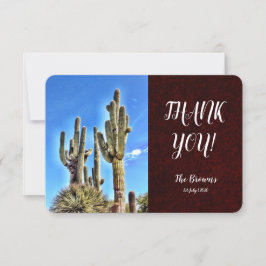 Rustikale Südwestküste Saguaro Cactus Wedding Dankeskarte