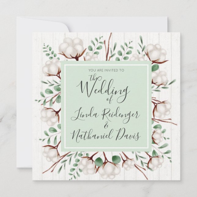 Rustikale Südwolle und Hochzeitsfeier Einladung (Vorderseite)