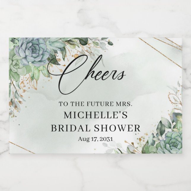 Rustikale Sukkulente Grünpflanzen Eukalyptus-Goldr (Einzelnes Label)