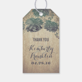 Rustikale Sukkulente Holzverheiratung Geschenkanhänger