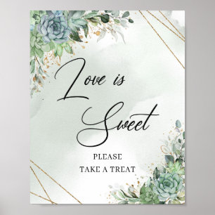 Rustikale Sukkulenten Grün Gold Love is sweet Schi Poster