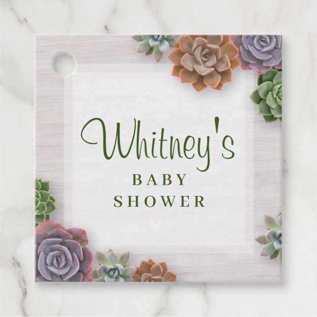 rustikale Sukkulturen Geschenkanhänger (Vorderseite)