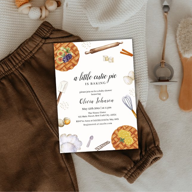 Rustikale Süsse Backkuchen Kinderdusche Einladung (Rustic Cutie Baking Pie Baby Shower Invitation)