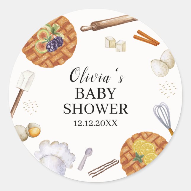 Rustikale Süsse Backkuchen Kinderdusche Runder Aufkleber (Vorderseite)