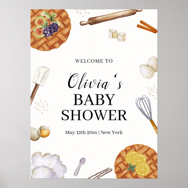 Rustikale Süsse Backkuchen Kinderdusche Willkommen Poster (Vorne)