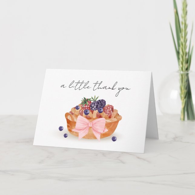 Rustikale Süsse Pie Berry Bow Kinderdusche Dankeskarte (Vorderseite)