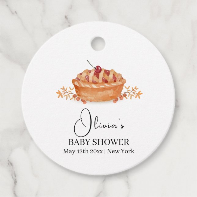 Rustikale Süsse Pie Cherry Fall Baby Dusche Geschenkanhänger (Vorderseite)