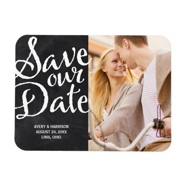 Rustikale Tafel | FOTO SAVE THE DATE Magnet (Horizontal)