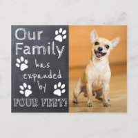 Rustikale Tafel-neue Haustier-Mitteilung mit den