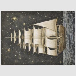 Rustikale Tallschiff Gold & Black Decoupage Seidenpapier