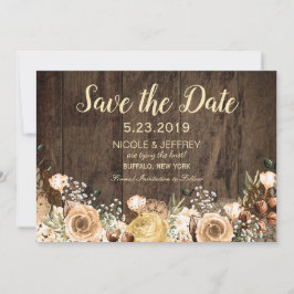 Rustikale Tan Bird Wood Country Hochzeit Save the Save The Date