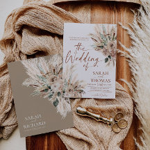 Rustikale Tan Herbst Boho Hochzeits-Einladungskart