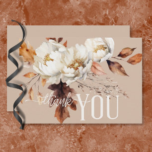 Rustikale Tancreme & Brown Fall Floral Wedding Dankeskarte