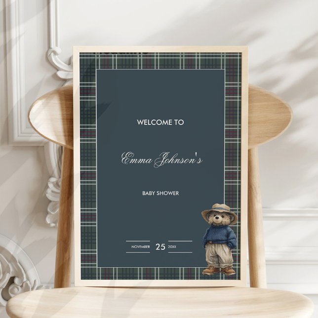Rustikale Tartan Bear Baby Dusche Poster (Von Creator hochgeladen)