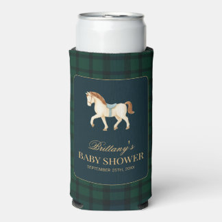 Rustikale Tartan-Karo-Pferd-Baby-Party Selters Dosenkühler