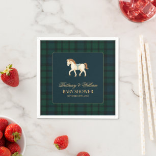 Rustikale Tartan-Karo-Pferd-Baby-Party  Serviette