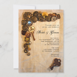 Rustikale Tasten zum Hochzeitsempfang Einladung