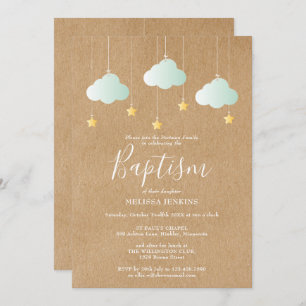 Rustikale Taufe Christening Twinkle Stars Einladung