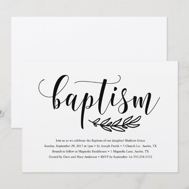 Rustikale Taufe Einladung (Vorne/Hinten)