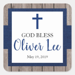Rustikale Taufe Gott segne Gunst Quadratischer Aufkleber