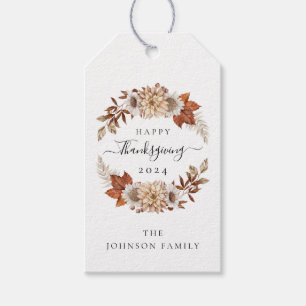 Rustikale Taupe Herbstlaub glücklich Thanksgiving Geschenkanhänger