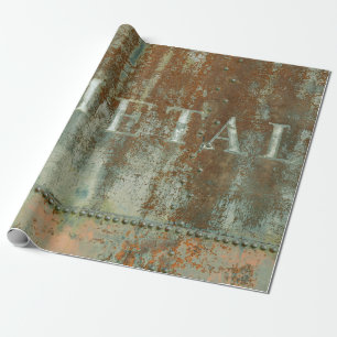 Rustikale Tealbraune Vintage-Textur-Zugtypografie Geschenkpapier