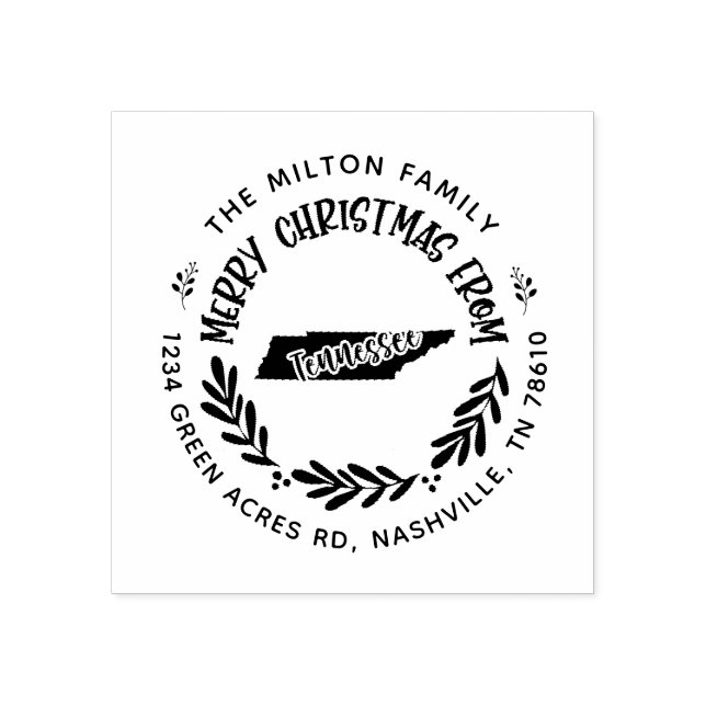rustikale Tennessee fröhliche Weihnachten Rücksend Gummistempel (Prägung)