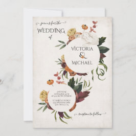 Rustikale Terracotta Boho Blumenwelten Hochzeit Einladung