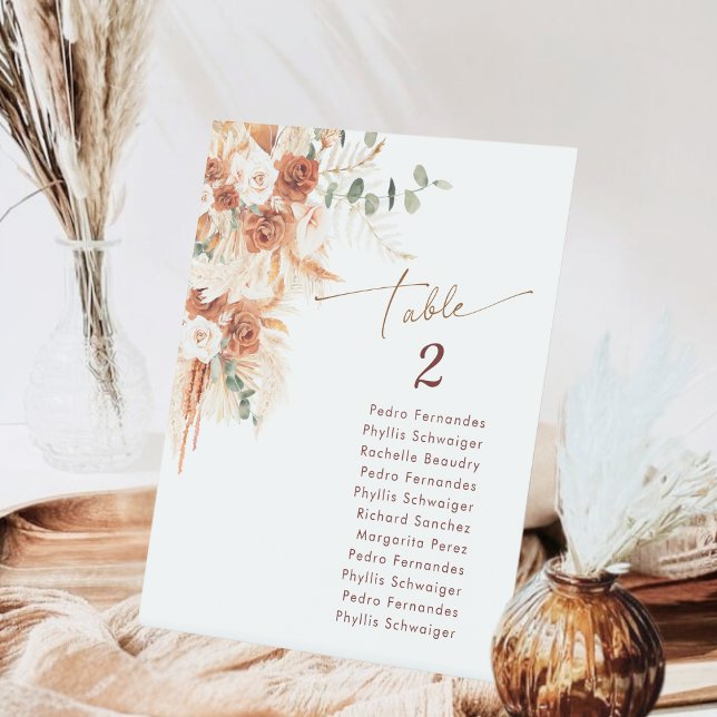 Rustikale Terracotta Boho Pampas Abschluss Tabelle Sockelschild (Von Creator hochgeladen)