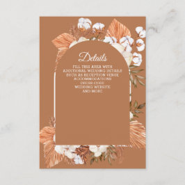 Rustikale Terracotta Boho Pampas Arched Wedding Begleitkarte