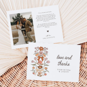 Rustikale Terracotta Bow & Blossom Wedding Dankeskarte