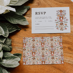 Rustikale Terracotta Bows und Blume Hochzeiten RSVP Karte