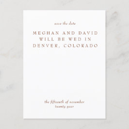 Rustikale Terracotta Burnt Orange Modern Gerettet  Ankündigungspostkarte