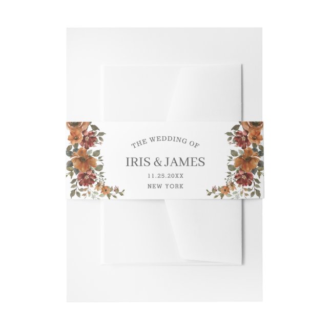 Rustikale Terracotta Burnt Orange Rust Floral Wedd Einladungsbanderole (Vorderseite Beispiel)