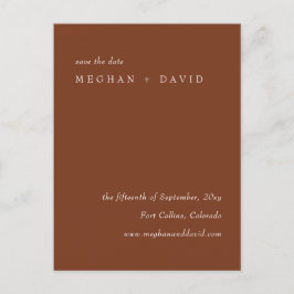 Rustikale Terracotta Burnt Orange Save the Date Ankündigungspostkarte